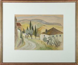Inga Palmgren (1914-2008)  - Mid 20th Century Watercolour, Verdant Village
