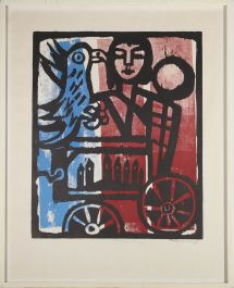 Mid 20th Century Lithograph - Woman & Parrot