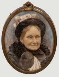 Miniature Late 19th Century Watercolour - Victorian Woman in Black