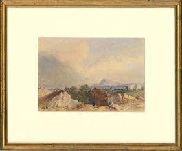 Abraham Hulk Junior (1851-1922)- Watercolour, Figures in a Coastal Landscape