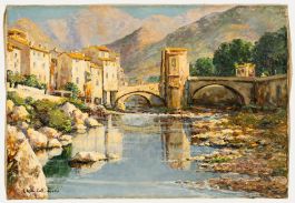 1934 Oil - Bridge In The Sun