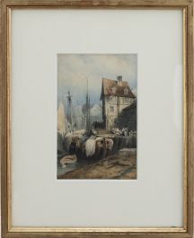 Attrib. Samuel Gillespie Prout (1822-1911) - Watercolour, The Busy Port