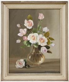 Alexander Wilson - Framed Mid 20th Century Oil, Vase of Roses