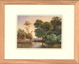 Follower of Simeon Fort (1793-1861) - Framed Watercolour, Washing by the River
