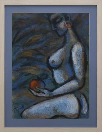 Carmen Tyrrell - Framed Contemporary Acrylic, Blue Nude