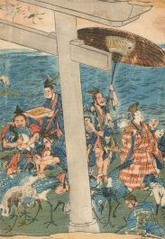 Early 20th Century Japanese Woodblock - Catching Herons