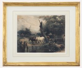 Attrib. Peter De Wint (1784-1849) - 19th Century Watercolour, Horses by a Pond