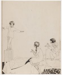 Lilian Hocknell - Mid 20th Century Pen and Ink Drawing, Balancing