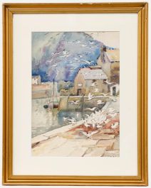 J. Morley - Early 20th Century Watercolour, Seagulls at the Harbour