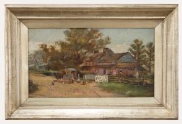 E. C. Nowell - Framed Early 20th Century Oil, The Delivery Wagon