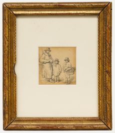 Circle of Barker of Bath (1769-1847) - Framed Graphite Drawing, Three Rural Folk