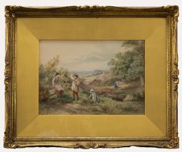 Style of Myles Birket Foster - Watercolour, The Conkers Match