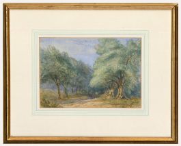Framed 19th Century Watercolour - Wooded Landscape