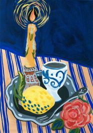 Jemma Jamie - Contemporary Gouache, Still Life with a Candle