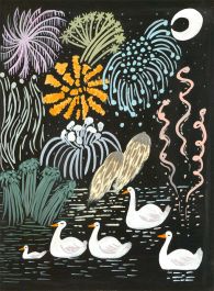 Jemma Jamie - Contemporary Gouache, Fireworks at the Lake