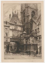 Charles Pinet (1867-1932) - Early 20th Century Etching, Rouen La Grosse Horloge