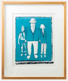 20th Century Linoprint - Male Figures with Detachable Hats