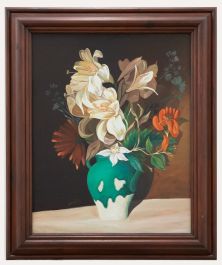 Contemporary Acrylic - Lilies in a Blue Vase