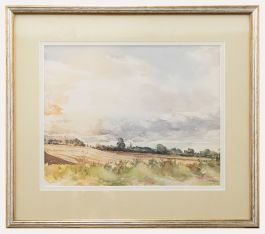 N. Hayes - Framed Contemporary Watercolour, Church Fields