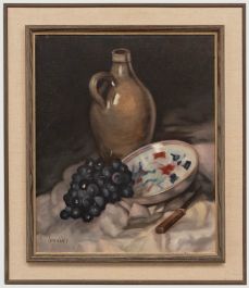 20th Century Oil - Grapes and Ceramics