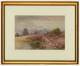 John Marshall Jowett (fl.1900-1924) - Watercolour, A Moorland Landscape