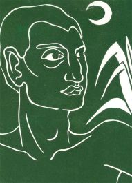 Isabelle Mulvany - 2023 Linoprint, Green Moon