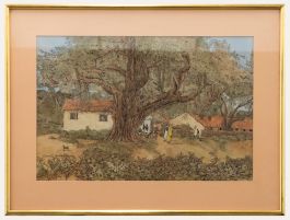 Sunil Guha - 1982 Pen and Ink Drawing, The Big Tree
