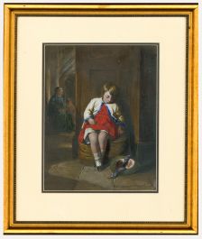Framed Late 19th Century Watercolour - Sleeping Child