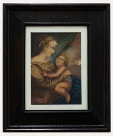 Oak Framed 19th Century Watercolour - Madonna and Child