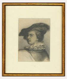 F. H.  - 1843 Graphite Drawing, Shakespearean Boy