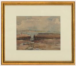 Framed Mid 20th Century Watercolour - Estuary at Low Tide