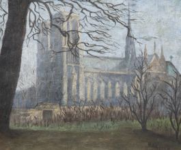 R. A. Serre - French School Early 20th Century Oil, Cathedral Grounds