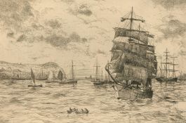 Herbert Cutner (1881-1969) - Mid 20th Century Etching, Fleet of Ships