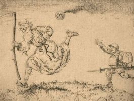 Herbert Cutner (1881-1969) - Mid 20th Century Etching, War with Father Time