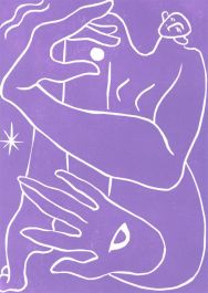 Isabelle Mulvany - 2023 Linoprint, Hold the Moon (Purple)