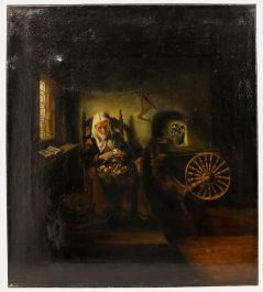 Maya Ellon After Nicolaes Maes - c.1900 Oil, Peeling Apples