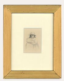Framed 19th Century Graphite Drawing - Contemplating Life by the Milestone