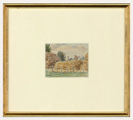 Hervey Cadwallader Adams RBA (1903-1996) - Watercolour, Stacking Hay