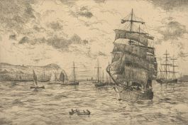Herbert Cutner (1881-1969) - Mid 20th Century Etching, Ships in the Harbour