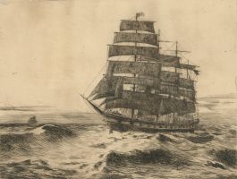 Herbert Cutner (1881-1969) - Mid 20th Century Etching, The White Wave