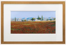 Framed Contemporary Acrylic - Poppies on the Continent