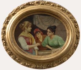 Framed Italian School Late 19th Century Oil - The Engagement