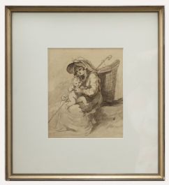 Attrib. Lady Diana Beauclerk (1734-1808) - Watercolour, Shepherdess with Baby