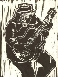 Karel Lek (1929-2020) - Mid 20th Century Linoprint, The Guitarist