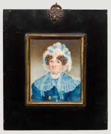 Early 19th Century English School Portrait Miniature - Georgian Lady in Blue