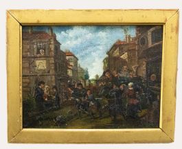After William Hogarth  - Early 20th Century Oil, A Disagreement