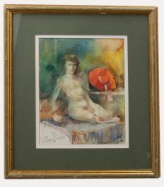 Clay Saunders (b.1971) - 20th Century Watercolour, Seated Nude