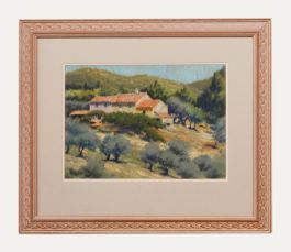 Harry Riley RI - Framed Mid 20th Century Pastel, A Farm near Bandol