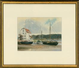 Arthur King - Framed 20th Century Watercolour, Boats at Woodbridge
