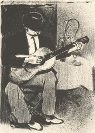 20th Century Lithograph - The Guitar Player
